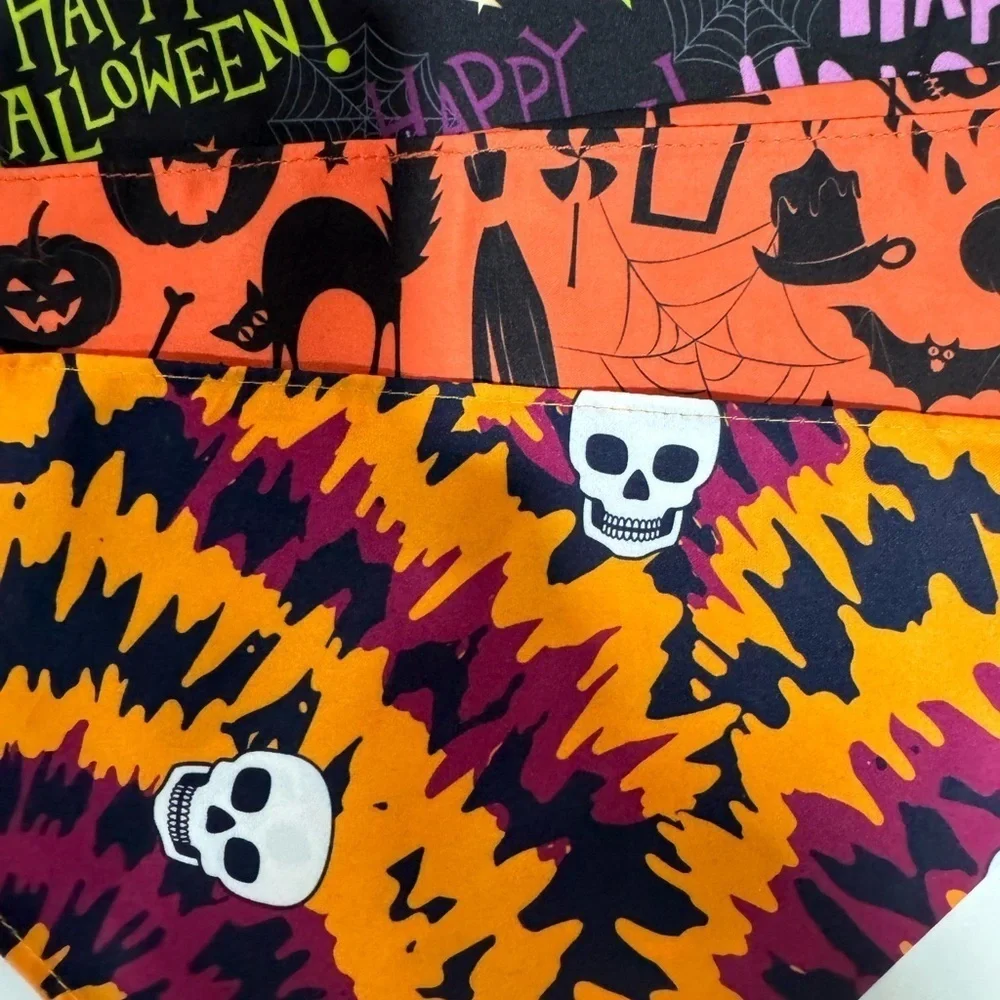 SANWUTA Halloween Dog triangle Bandanas set of 10 Halloween print size XL